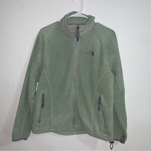 The North face green fleece zip jacket M